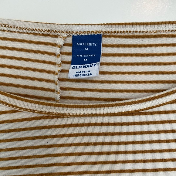 White and mustard maternity shirt with nursing access - Picture 5 of 5